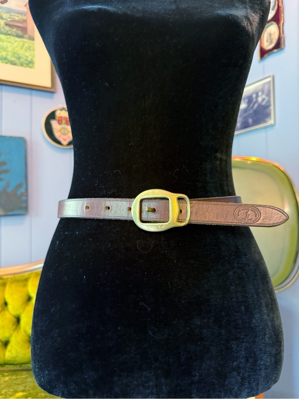 Vintage 1996 Ralph Lauren Equestrian Saddle Leather And Brass belt Size M